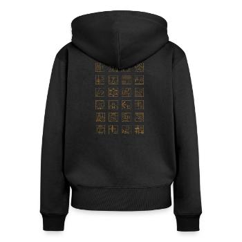 Adventskalender Gold Kariert Geometrisches Muster - Frauen Premium Bio Zip Hoodie - Schwarz - Hinten - Julia (174cm)
