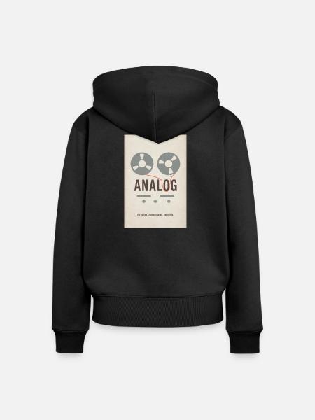 ANALOG – Vorspulen. Zurückspulen. Genießen. - Frauen Premium Bio Zip Hoodie - Schwarz