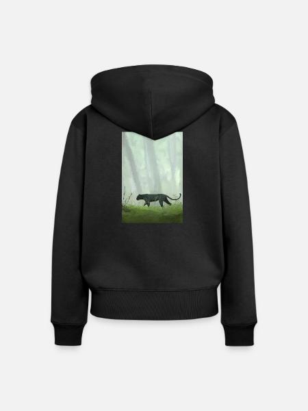 Retro Pixel Art Jungle Panther - Frauen Premium Bio Zip Hoodie - Schwarz