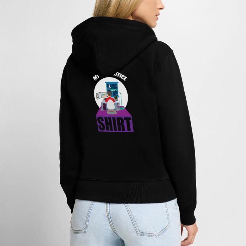 Night Shift Coder Programmer Desk Graphic Frauen Premium Bio Zip Hoodie