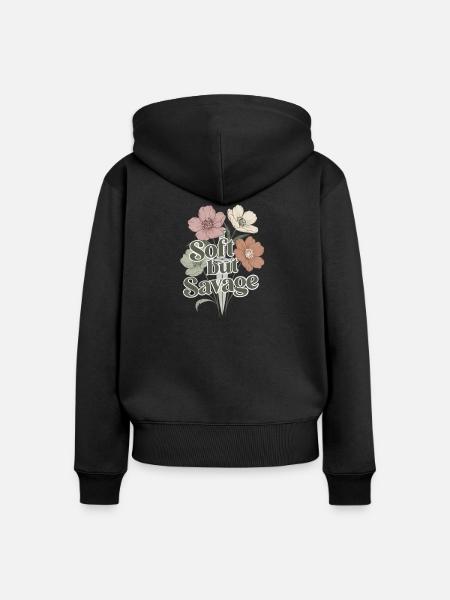 Soft but Savage - Frauen Premium Bio Zip Hoodie - Schwarz