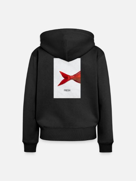 Fresh Fisch Minimal Design Modern - Frauen Premium Bio Zip Hoodie - Schwarz