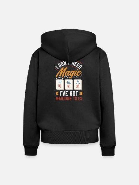 Es Ist Mahjong-zeit - Frauen Premium Bio Zip Hoodie - Schwarz