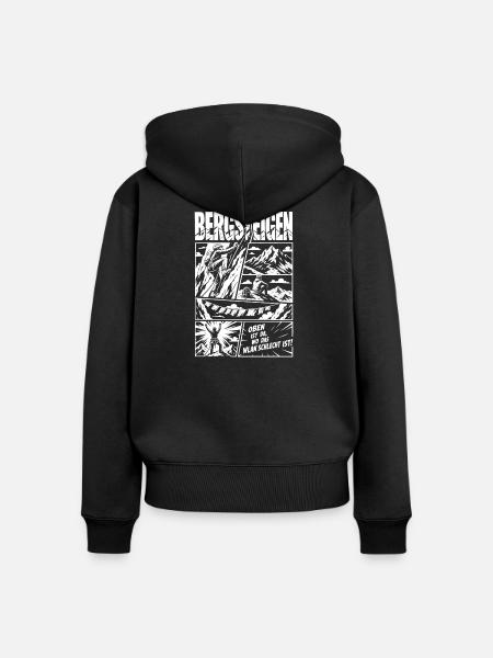 Bergsteigen Abenteuer Klettern Aussicht - Frauen Premium Bio Zip Hoodie - Schwarz