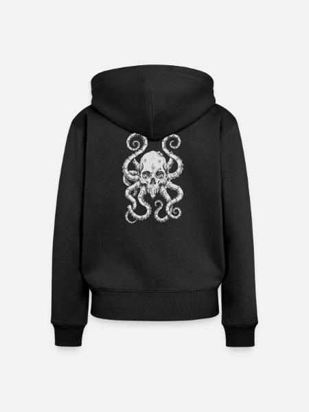 Kraken-Schädelflut - Frauen Premium Bio Zip Hoodie - Schwarz