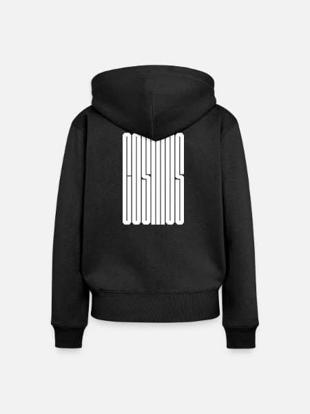 Fettes und vertikales Cosmos-Logodesign - Frauen Premium Bio Zip Hoodie - Schwarz