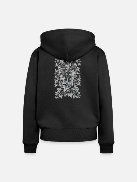 Englisches Efeu-Blumenmuster - Frauen Premium Bio Zip Hoodie - Schwarz