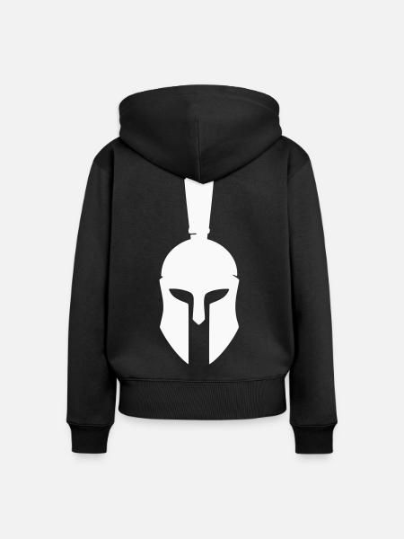 Spartanenhelm Silhouette - Frauen Premium Bio Zip Hoodie - Schwarz
