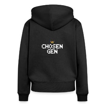 Génération élue de joueurs chrétiens - Sweat à capuche zippé Premium bio Femme - noir - Dos - Julia (174cm)