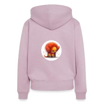 Animal lion fantasy and cute - Women's Premium Organic Zip Hoodie - dusky pink - Back - Julia (174cm)