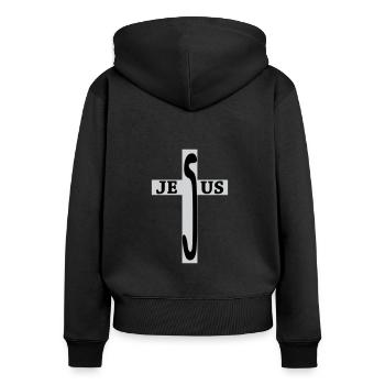 Jesus / Christianity / Catholic - Women's Premium Organic Zip Hoodie - black - Back - Julia (174cm)