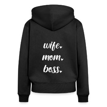 Mama Mutter Muttertag Ehefrau Boss Familie Herz - Frauen Premium Bio Zip Hoodie - Schwarz - Hinten - Julia (174cm)