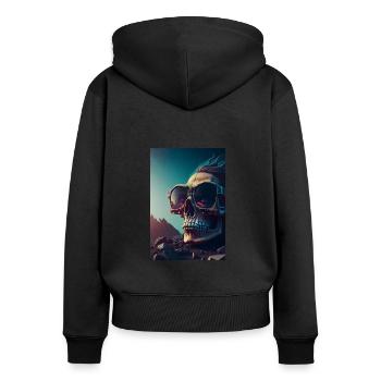 Skull sunglasses! Unique style original humor - Women's Premium Organic Zip Hoodie - black - Back - Julia (174cm)