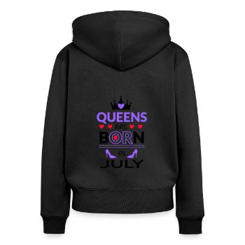 Birthday Queen born in July - Frauen Premium Bio Zip Hoodie - Schwarz - Hinten - Julia (174cm)