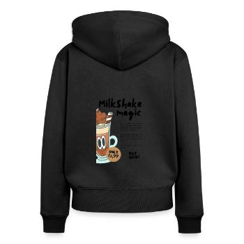 Milkshake Magic - Frauen Premium Bio Zip Hoodie - Schwarz - Hinten - Julia (174cm)