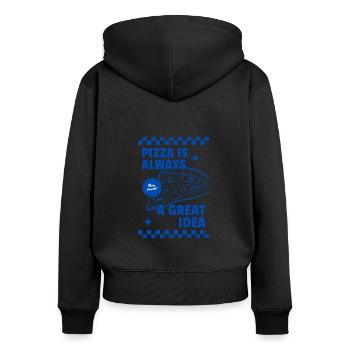 La pizza est toujours une bonne idée - Sweat à capuche zippé Premium bio Femme - noir - Dos - Julia (174cm)