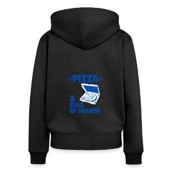 Pizza - Une tranche de paradis - Sweat à capuche zippé Premium bio Femme - noir - Dos - Julia (174cm)