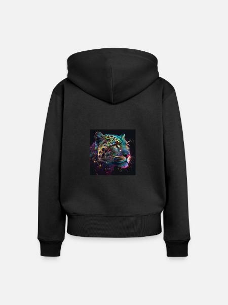 Farbiger Jaguar, einzigartiges Design - Frauen Premium Bio Zip Hoodie - Schwarz