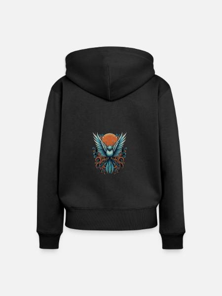Blauer Vogel - Frauen Premium Bio Zip Hoodie - Schwarz