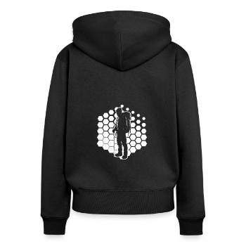 Bloc Femmes Grimpeurs Hommes Bloc - Sweat à capuche zippé Premium bio Femme - noir - Dos - Julia (174cm)