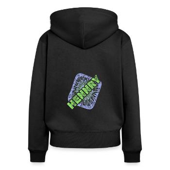First name Hennry - Women's Premium Organic Zip Hoodie - black - Back - Julia (174cm)