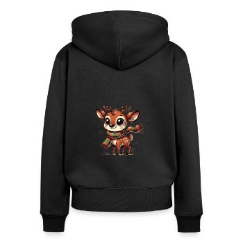 Bébés cerfs - Sweat à capuche zippé Premium bio Femme - noir - Dos - Julia (174cm)