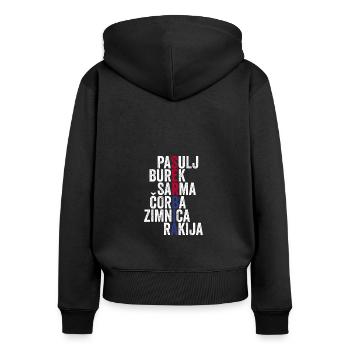Cool Srbija Serbian Favorite Foods Serbia Lover - Frauen Premium Bio Zip Hoodie - Schwarz - Hinten - Julia (174cm)