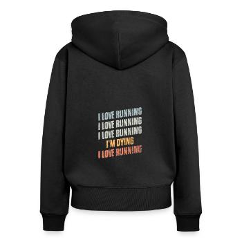 Vintage I Love Running Humor Running Enthusiast - Frauen Premium Bio Zip Hoodie - Schwarz - Hinten - Julia (174cm)