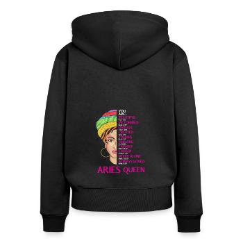 Sternzeichen Widder - Frauen Premium Bio Zip Hoodie - Schwarz - Hinten - Julia (174cm)