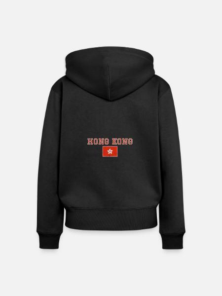 Hongkong - Frauen Premium Bio Zip Hoodie - Schwarz