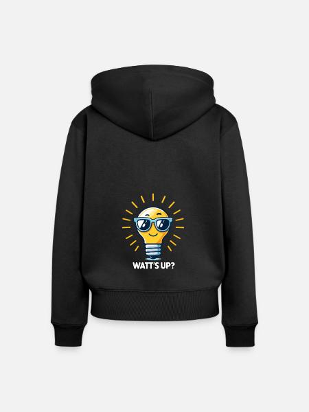 Watt‘s up - Frauen Premium Bio Zip Hoodie - Schwarz