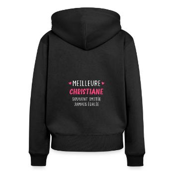 Souvent imitée jamais égalée meilleure christiane - Sweat à capuche zippé Premium bio Femme - noir - Dos - Julia (174cm)