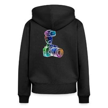 SLR camera with flash - Women's Premium Organic Zip Hoodie - black - Back - Julia (174cm)