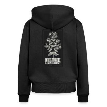 Shirt Umweltschutz nachhaltig Geschenk Natur - Frauen Premium Bio Zip Hoodie - Schwarz - Hinten - Julia (174cm)