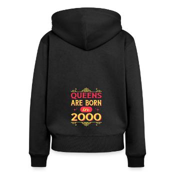 Les reines sont nées en 2000 année de naissance - Sweat à capuche zippé Premium bio Femme - noir - Dos - Julia (174cm)