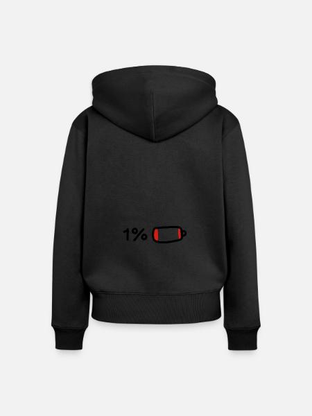 Batterie keine Energie 1% Introvert - Frauen Premium Bio Zip Hoodie - Schwarz