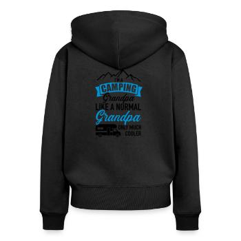 Wohnmobil - Frauen Premium Bio Zip Hoodie - Schwarz - Hinten - Julia (174cm)