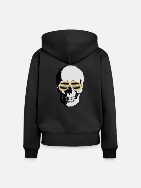 Skull - Frauen Premium Bio Zip Hoodie - Schwarz