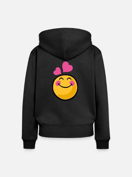 Smiley romantic - Frauen Premium Bio Zip Hoodie - Schwarz