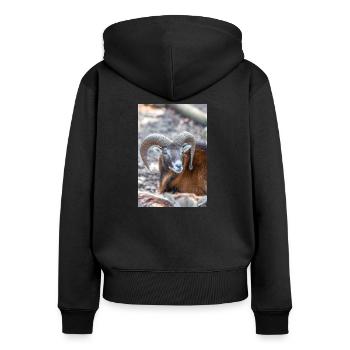 Mouflon européen (en allemand mouflon européen) - Sweat à capuche zippé Premium bio Femme - noir - Dos - Julia (174cm)