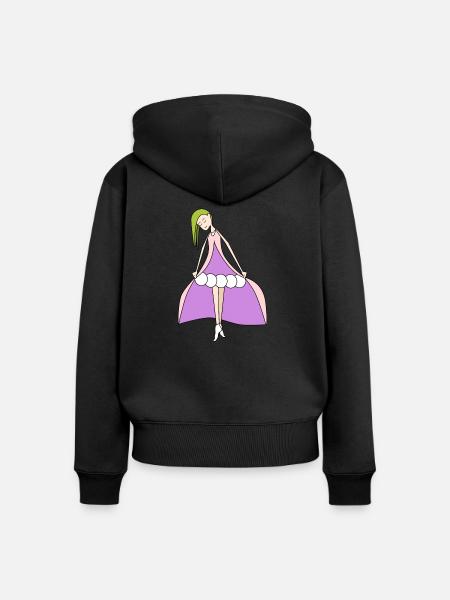 Fuchsie Puppe - Frauen Premium Bio Zip Hoodie - Schwarz