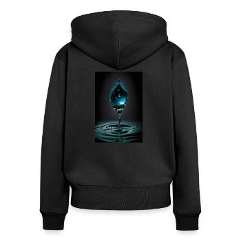 Tropfen cyan 2 - Frauen Premium Bio Zip Hoodie - Schwarz - Hinten - Julia (174cm)