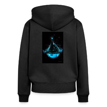 Tropfen cyan 7 - Frauen Premium Bio Zip Hoodie - Schwarz - Hinten - Julia (174cm)
