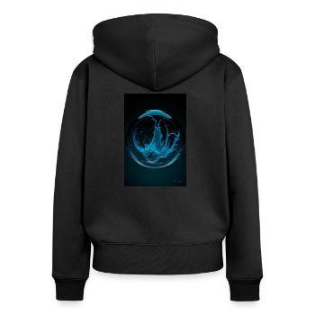 Kaos in einer Blase cyan 3 - Frauen Premium Bio Zip Hoodie - Schwarz - Hinten - Julia (174cm)