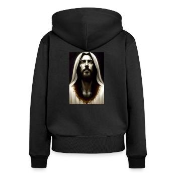 Jesus Christus - Frauen Premium Bio Zip Hoodie - Schwarz - Hinten - Julia (174cm)