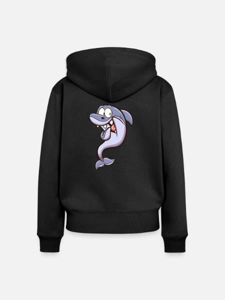 Verängstigter Hai - Frauen Premium Bio Zip Hoodie - Schwarz