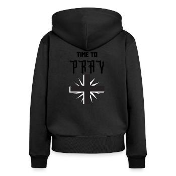 Il est temps de prier - Sweat à capuche zippé Premium bio Femme - noir - Dos - Julia (174cm)
