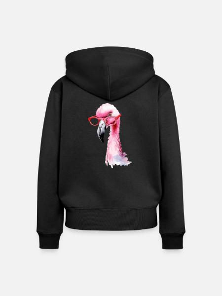 Milau der rosa Flamingo - Frauen Premium Bio Zip Hoodie - Schwarz