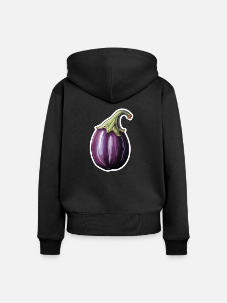 Aubergine bauchig - Frauen Premium Bio Zip Hoodie - Schwarz