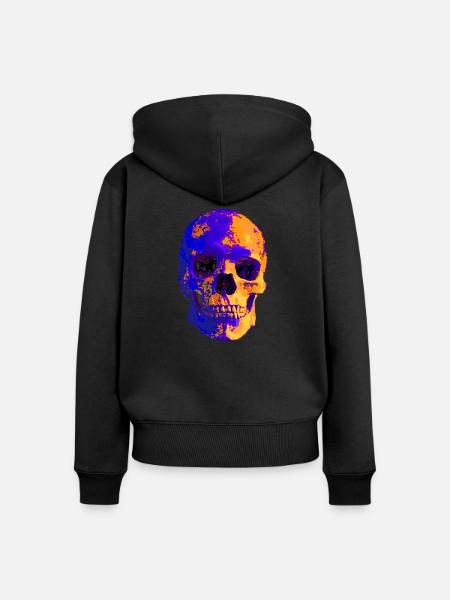 Bunter Skull - Frauen Premium Bio Zip Hoodie - Schwarz